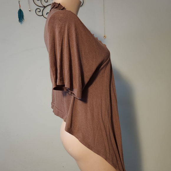 Short sleeve Ruffle draping cardigan - Picture 3 of 4